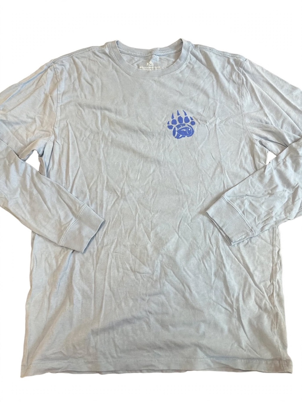 Southern Tide Light Blue Long Sleeve Tee with Blue Paw Graphic